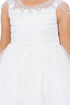 Girls Illusion Neckline Jewel Strigs Flower Girl Dress 2-16
